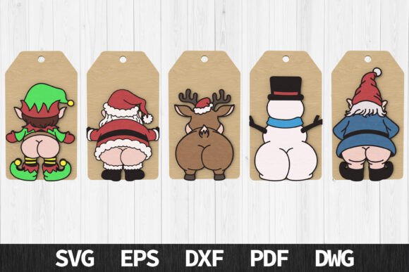 Funny Christmas Butt Tag Bundle for Laser Cutting and Winter Amp Projects