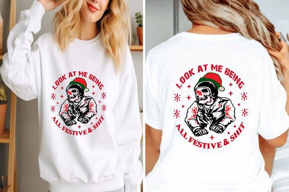 Funny Christmas Festive Skeleton SVG PNG for T-Shirt Designs