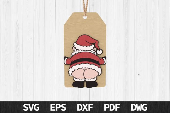 Funny Santa Butt Tag SVG for Laser Cutting and Winter Amp Projects