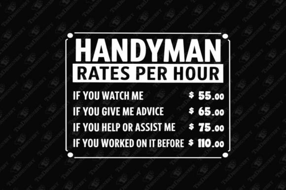 Handyman Rates Per Hour Funny Repairman Graphics