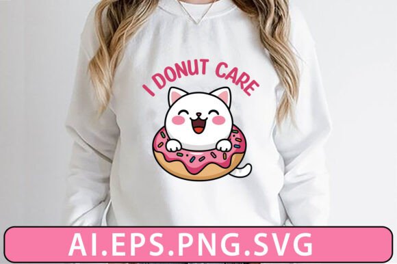 I Donut Care Funny Cat Lover T-Shirt Graphics