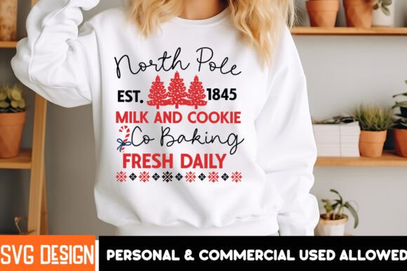 North Pole Est.1845 Milk and Cookie Fres Graphics for T-Shirt Designs