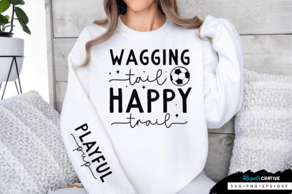 Wagging Tail Happy Trail Sleeve SVG for T-Shirt Designs